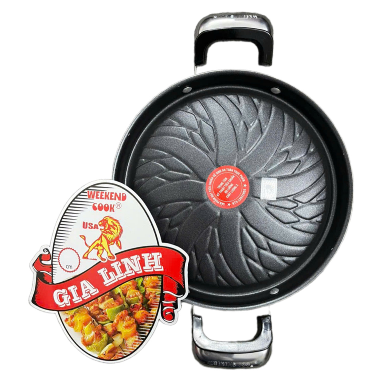 Vỉ nướng chống dính hoa văn Hàn Quốc 2 quai 29cm